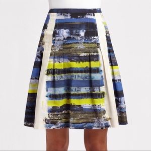 Akris punto multicolor print a line skirt